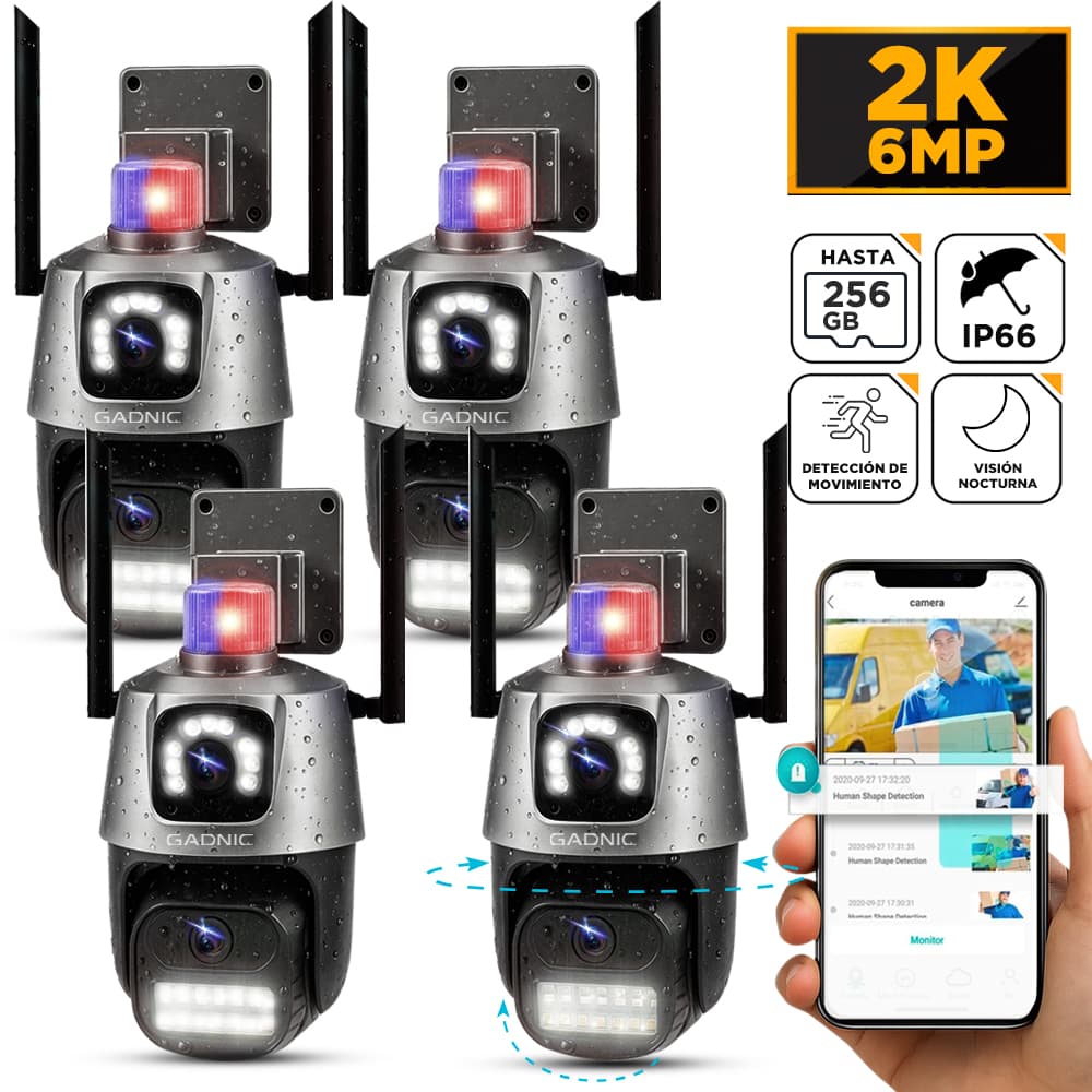 Kit De 4 Cámaras De Seguridad Dual Gadnic Con Sirena