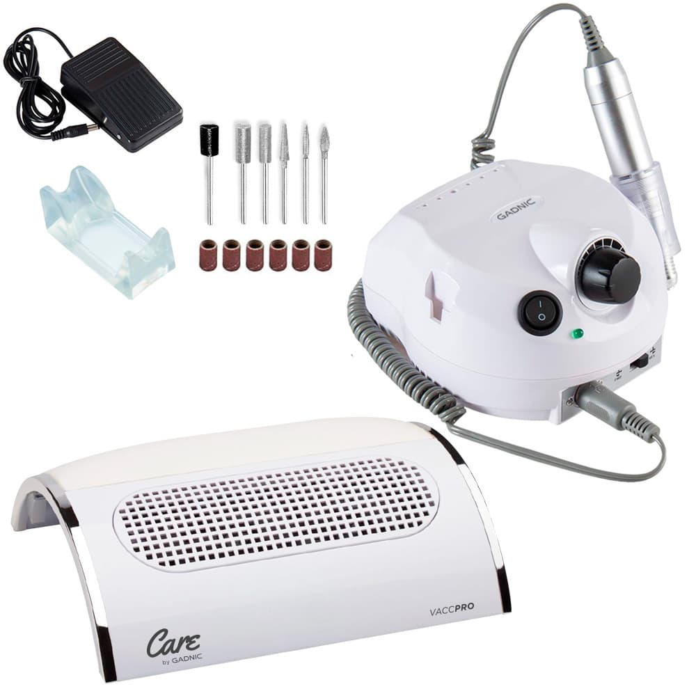 Kit Para Uñas Gadnic Torno T202 + Extractor de Polvo VaccPro Uso Profesional