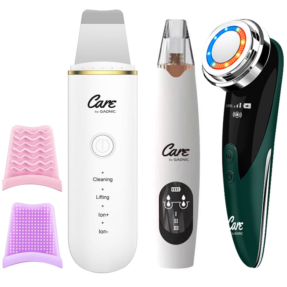 SET Masajeador Facial Cpled1 Rejuvenecedor Extractor de Puntos Negros X3 Recargable Espatula CL50 Ultrasonica